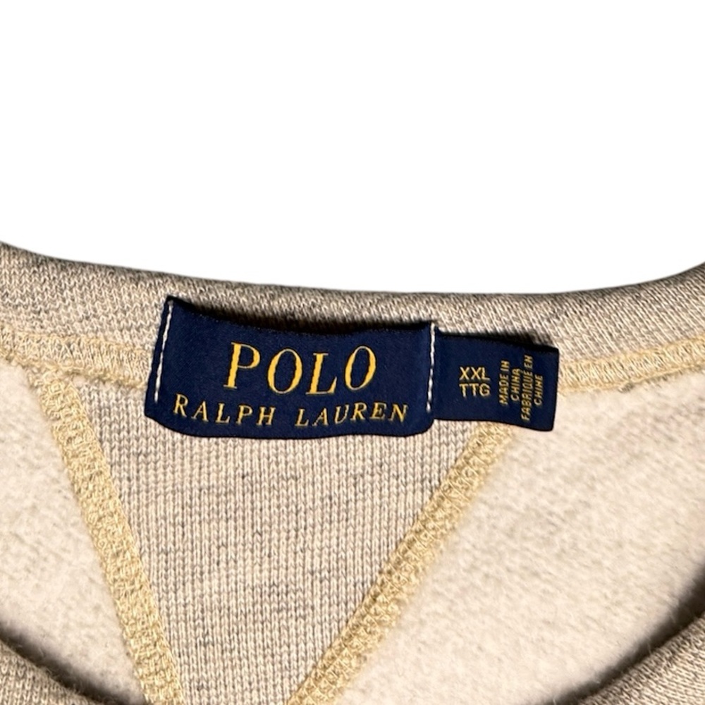 Vintage 90s POLO Chenille Patch Logo Crewneck Sweater - Heather Grey XXL - Picture 4 of 5